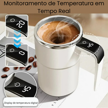 TwistCup - Caneca Elétrica Inteligente 380ML - Misturador Automático USB Recarregável para Café, Chá, Sucos e Mais