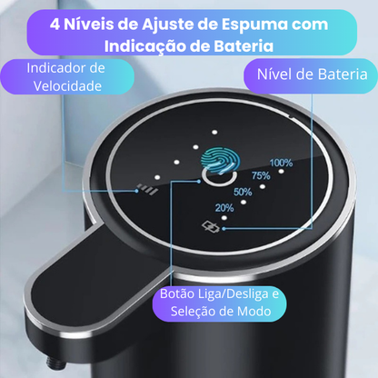 Foamy - Dispenser Automático de Espuma - Sem Toque, Recarregável via USB e com Espuma Ajustável para Banheiro