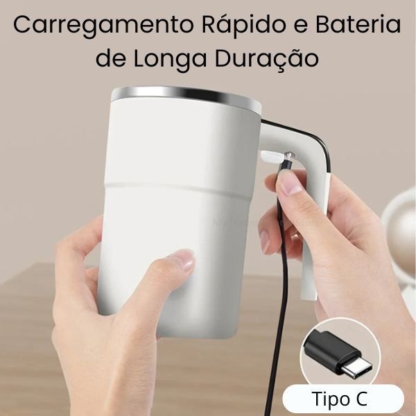TwistCup - Caneca Elétrica Inteligente 380ML - Misturador Automático USB Recarregável para Café, Chá, Sucos e Mais