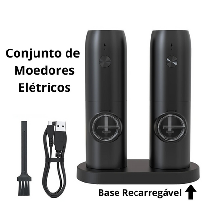 Moedor Elétrico de Sal e Pimenta Recarregável com Luz LED e Moagem Ajustável – Carregamento USB