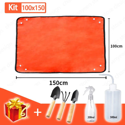 GardenMat - Kit Completo de Transplante e Jardinagem Dobrável e Impermeável com Ferramentas e Pulverizadores