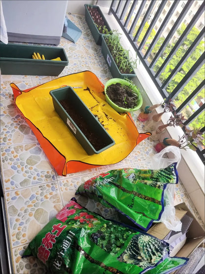 GardenMat - Kit Completo de Transplante e Jardinagem Dobrável e Impermeável com Ferramentas e Pulverizadores