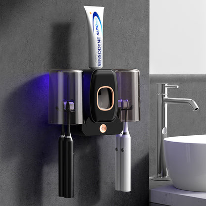 PureSmile - Dispenser Automático de Pasta de Dente com Esterilizador UV e Suporte para Escovas