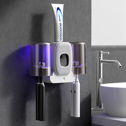 PureSmile - Dispenser Automático de Pasta de Dente com Esterilizador UV e Suporte para Escovas